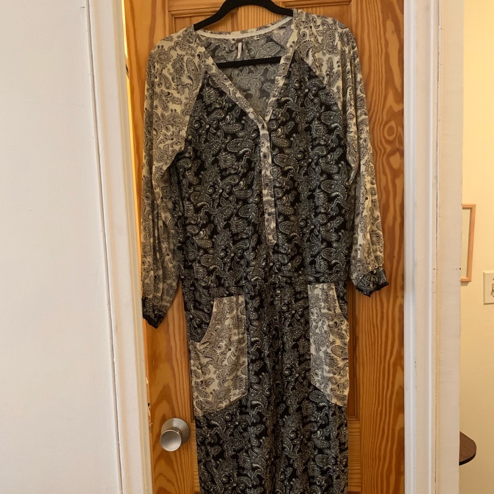 Free people long sleeve pant romper